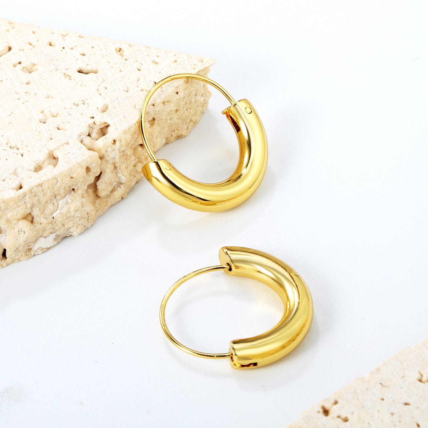 0.7*20mm outer 20mm semi-circle dangling earrings gold color asonjewelry