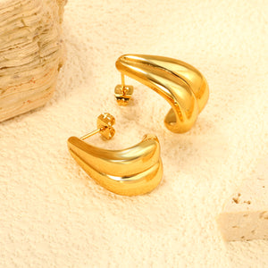 13*23mm glossy double line hook earrings gold color