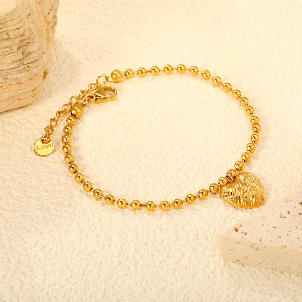 13.2*11.6mm heart pattern 18+3cm+6mm bracelet gold color
