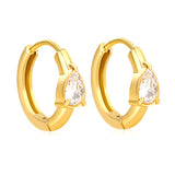 4.8*6.4-6.8mm teardrop shaped three claw white zirconium earrings 2.2-2.5*inner diameter 10-11mm steel color/golden color
