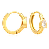 4.8*6.4-6.8mm teardrop shaped three claw white zirconium earrings 2.2-2.5*inner diameter 10-11mm steel color/golden color