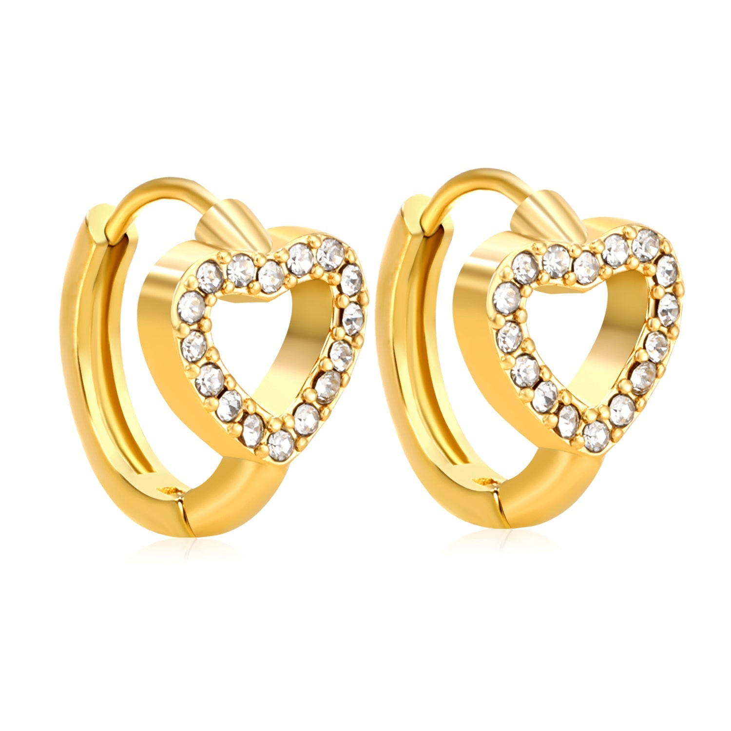 8.9 x 7.8mm heart-shaped openwork with white zirconia, ear hook 2.2 x inner diameter 10mm, gold earrings asonjewelry