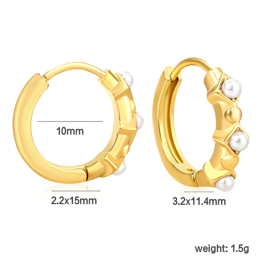 3.2*11.4mm diamond-shaped sticky imitation white Czech diamonds/pearl earrings 2.2*10mm inner diameter earrings gold color