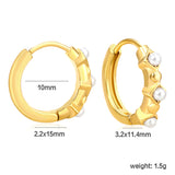 3.2*11.4mm diamond-shaped sticky imitation white Czech diamonds/pearl earrings 2.2*10mm inner diameter earrings gold color