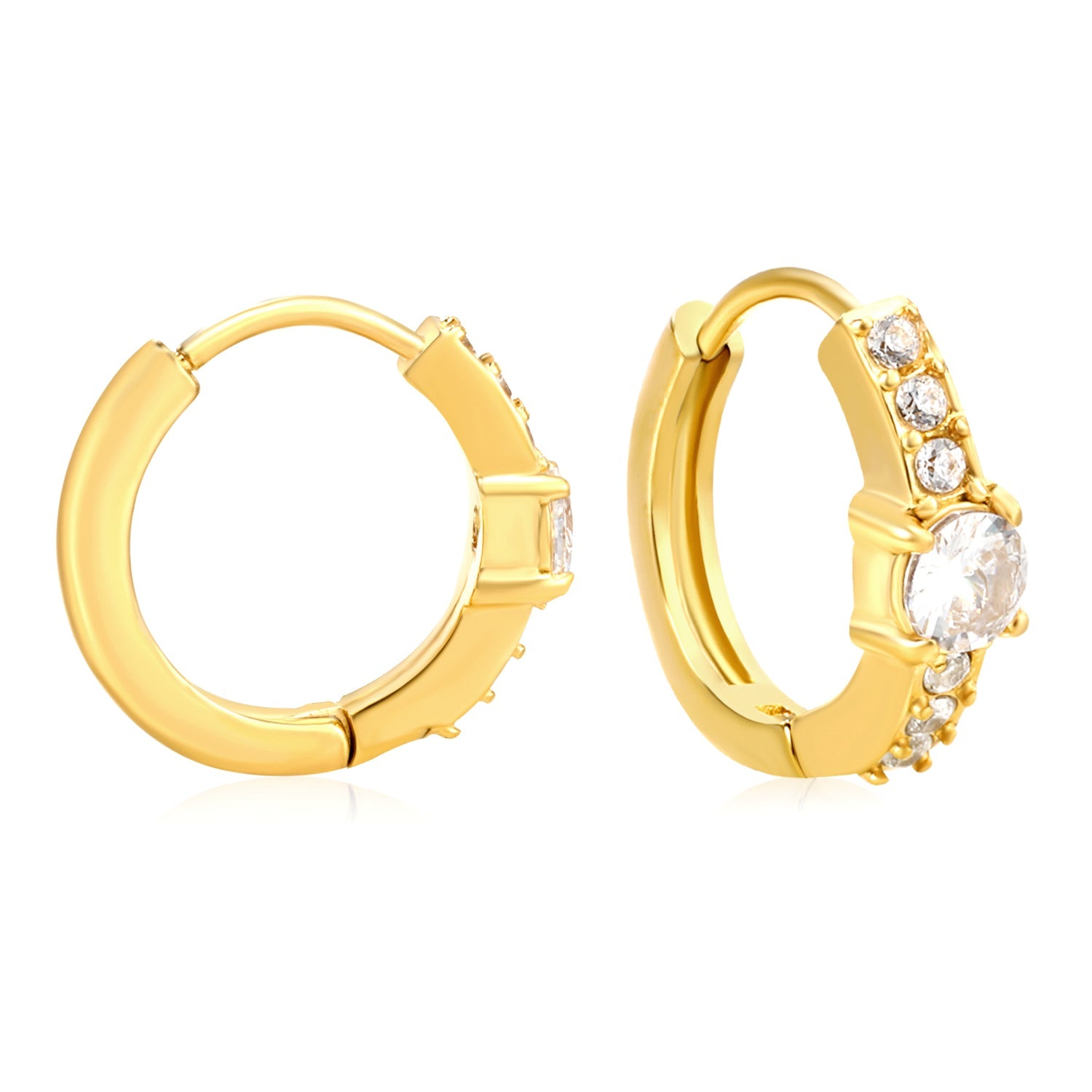 3.6 x 11.5mm round with white zirconia, earring hook 2.2 x inner diameter 10mm, gold-colored earrings asonjewelry