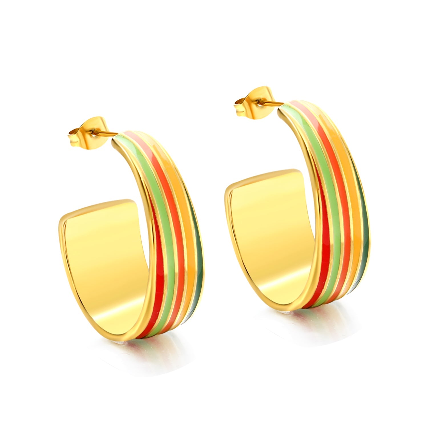 Oval C shape with mixed color with rose yellow blue & red green orange drop earrings 13.6*30.6mm asonjewelry