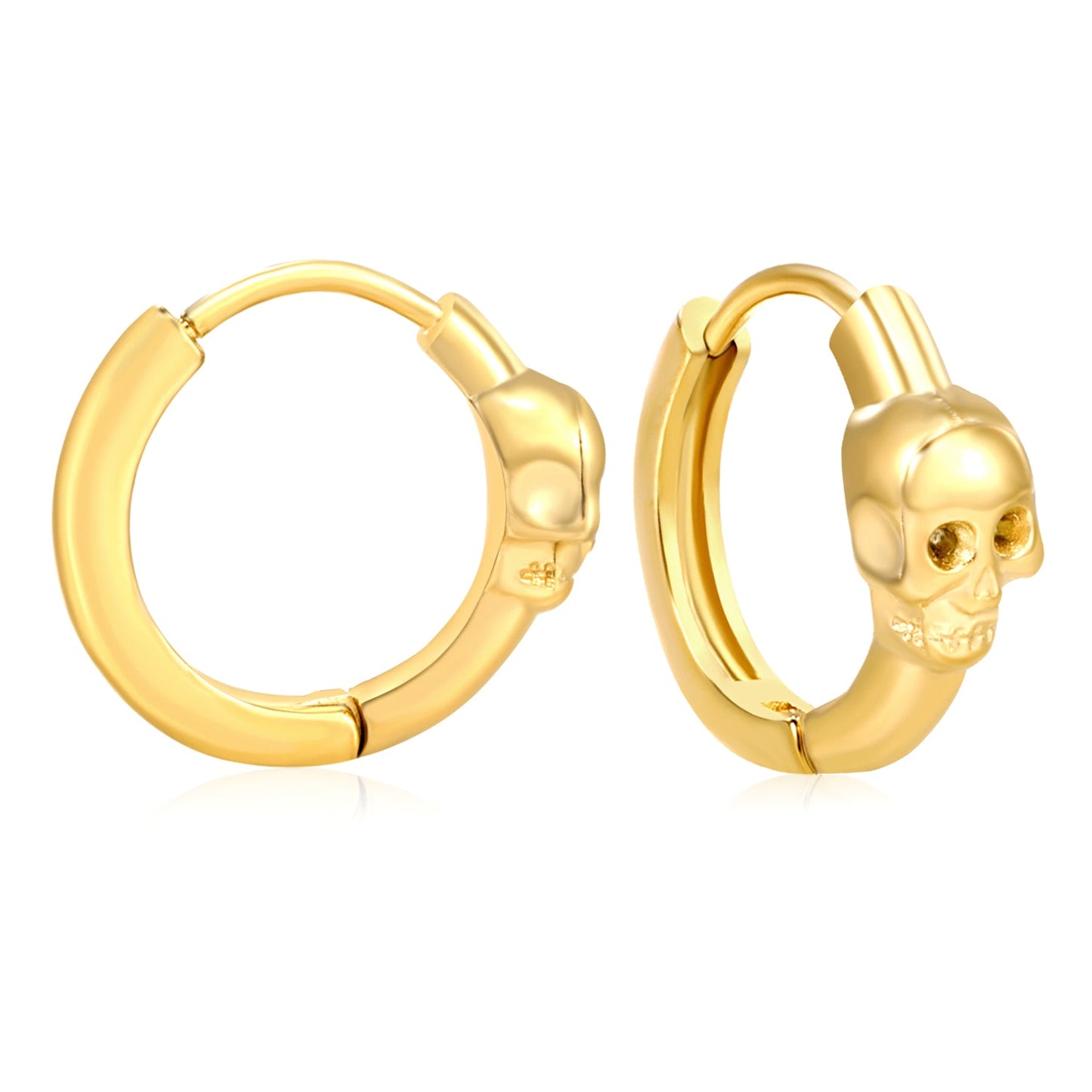3.9 x 6.2 mm skull-shaped polished earring, ear hook 2.2 x inner diameter 10 mm, earring, gold color asonjewelry
