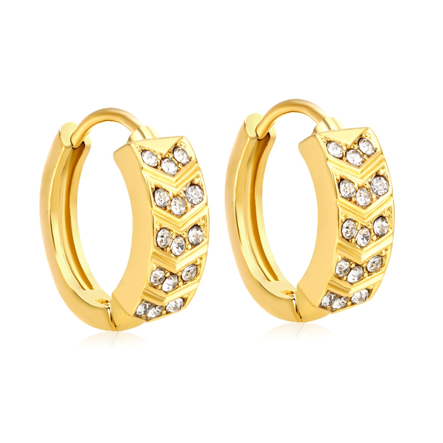 4.5 x 11mm hexagonal with imitation white Czech diamonds, earring hook 2.2 x inner diameter 10mm, gold-colored earrings asonjewelry