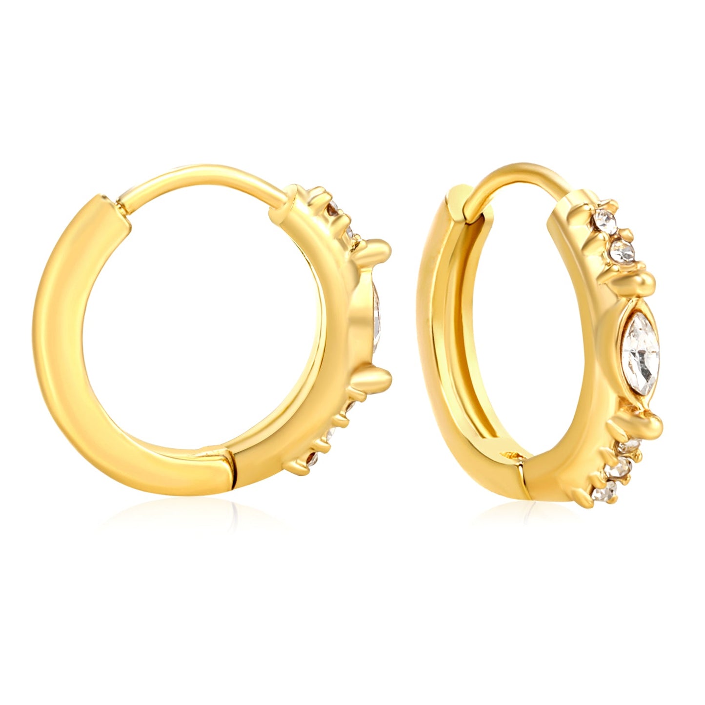 2.1 x 11.3mm leaf-shaped imitation white Czech diamonds + CNC white diamonds, ear hooks 2.2 x inner diameter 10mm, earrings in gold asonjewelry