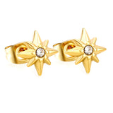 9.2*9.2mm Octagonal plain pin earrings steel color/golden