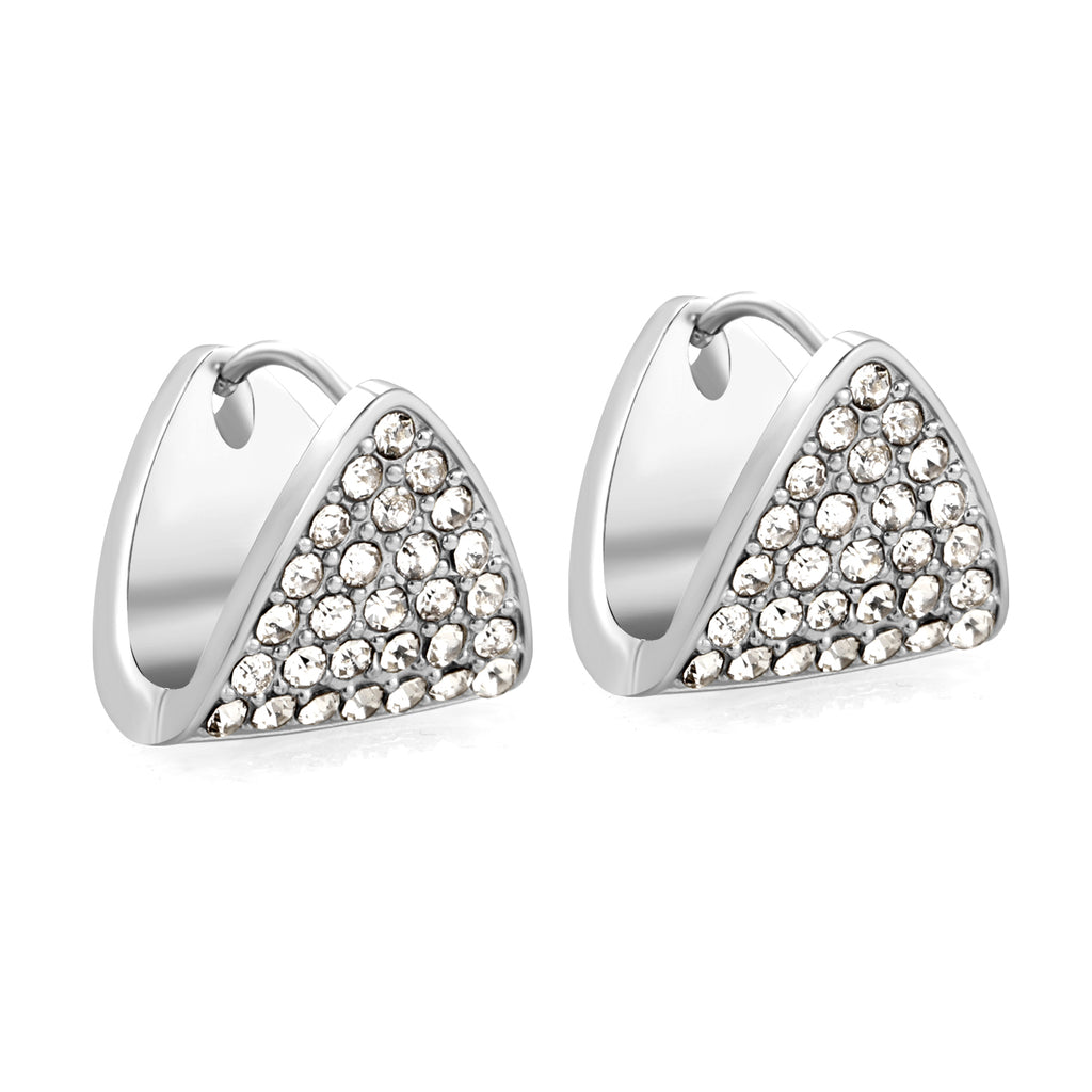 12.8*13.2mm triangle dumplings with white diamonds earrings steel color / gold color