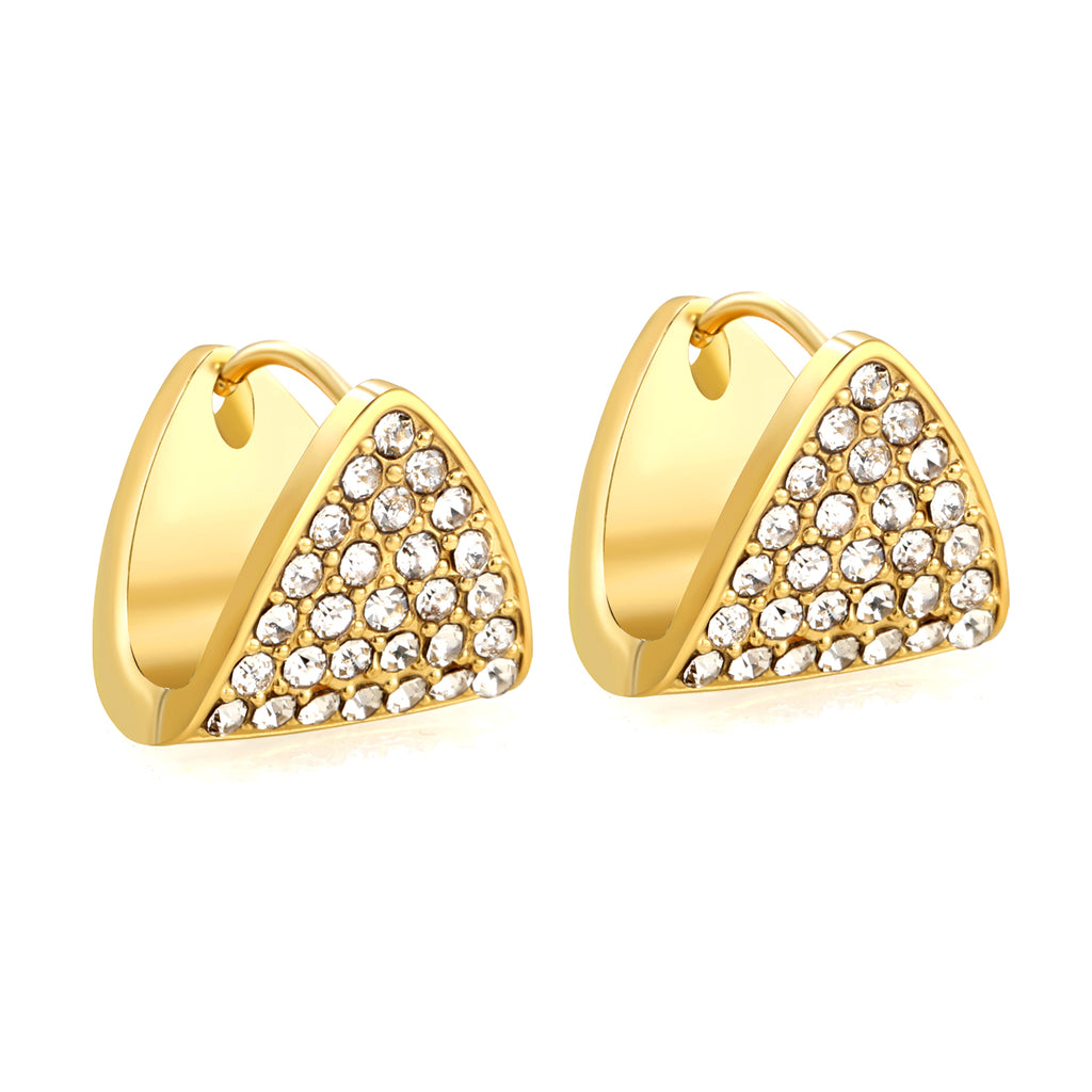 12.8*13.2mm triangle dumplings with white diamonds earrings steel color / gold color