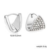 12.8*13.2mm triangle dumplings with white diamonds earrings steel color / gold color