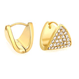 12.8*13.2mm triangle dumplings with white diamonds earrings steel color / gold color
