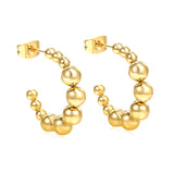 Open earrings semi-circular size steel beads earrings steel color/golden
