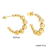 Open earrings semi-circular size steel beads earrings steel color/golden