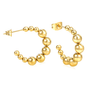 Open earrings semi-circular size steel beads earrings steel color/golden