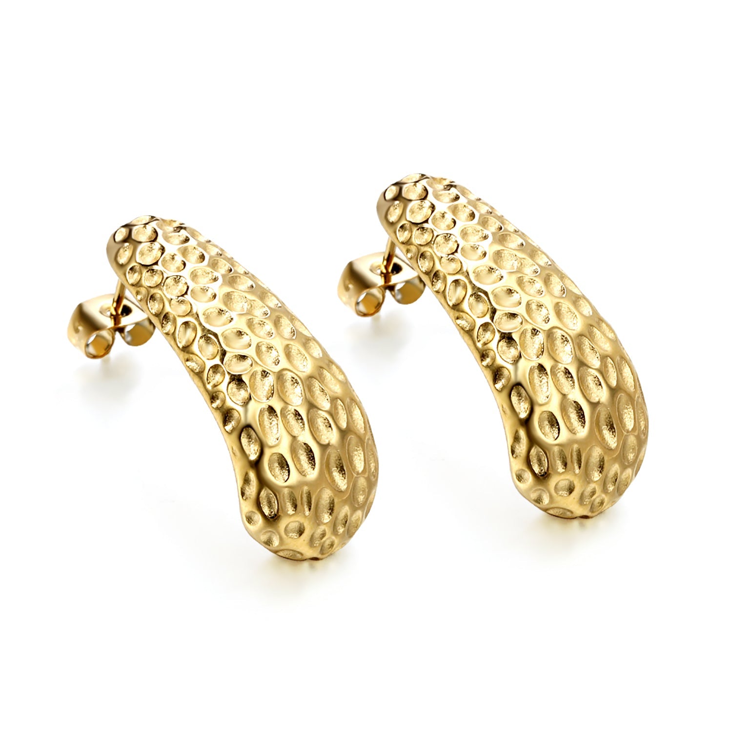 J-shaped pitted earrings 11.9*27.9mm asonjewelry