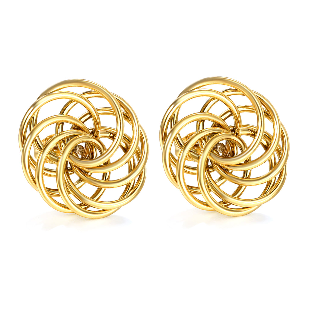 19.7mm round flower garland stud earrings gold color