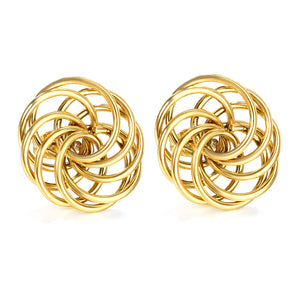 19.7mm round flower garland stud earrings gold color