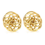 19.7mm round flower garland stud earrings gold color