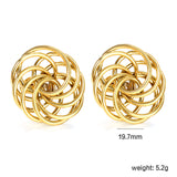19.7mm round flower garland stud earrings gold color