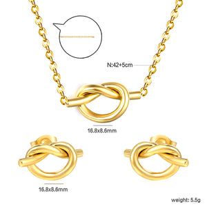 Knotting Set Gold Earrings: 16.8*8.6mm Pendant: 16.8*8.6mm0.35 Cross Link Chain 42+5cm+6mm Round Tail Plaque