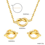 Knotting Set Gold Earrings: 16.8*8.6mm Pendant: 16.8*8.6mm0.35 Cross Link Chain 42+5cm+6mm Round Tail Plaque