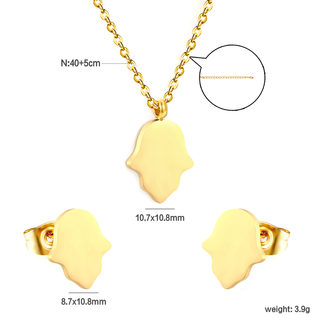 Glossy set Gold/light blue Earrings: 8.7*10.8mm Pendant: 10.7*13.6mm 0.3 cross chain 40+5cm+6mm round plate