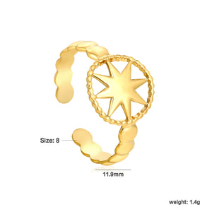 Golden Star-Center SS Open Ring (Vintage-Modern)