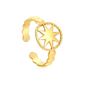 Golden Star-Center SS Open Ring (Vintage-Modern)