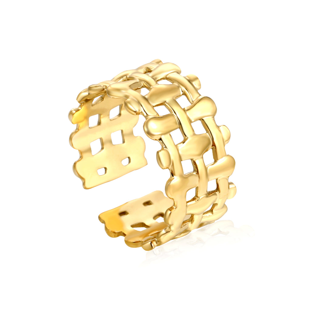 Golden Chain Link Stainless Steel Open Ring