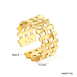 Golden Chain Link Stainless Steel Open Ring