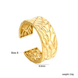 Golden Woven Pattern SS Open Ring (Textured Braided)