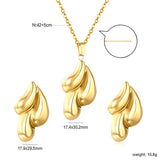 Oiled Concave & Convex Faceted Triple Teardrops Set Gold Earrings: 17.9*29.5mm Pendant: 17.4*30.2mm 0.35 Crucifixion Chain 42+5cm+6mm Round Tabs