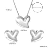 Love Set Steel/Gold/Mixed Earrings: 27*27.3mm Pendant: 27*27.3mm 1.6 Round Snake Chain 43+5cm+6mm Round Tail Tag