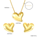 Love Set Steel/Gold/Mixed Earrings: 27*27.3mm Pendant: 27*27.3mm 1.6 Round Snake Chain 43+5cm+6mm Round Tail Tag