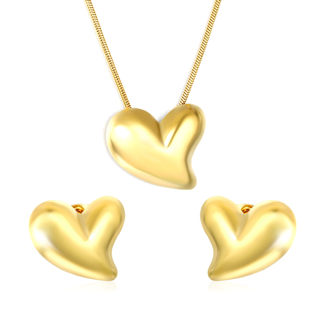 Love Set Steel/Gold/Mixed Earrings: 27*27.3mm Pendant: 27*27.3mm 1.6 Round Snake Chain 43+5cm+6mm Round Tail Tag