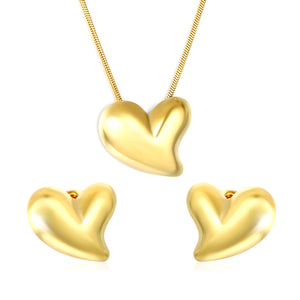 Love Set Steel/Gold/Mixed Earrings: 27*27.3mm Pendant: 27*27.3mm 1.6 Round Snake Chain 43+5cm+6mm Round Tail Tag