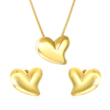 Love Set Steel/Gold/Mixed Earrings: 27*27.3mm Pendant: 27*27.3mm 1.6 Round Snake Chain 43+5cm+6mm Round Tail Tag