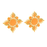 20.2*20.2mm orange/green four-petal flower leaf oil drop earrings gold color