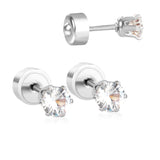 12 pair 3-5mm steel color/gold/rose gold pat plug earrings