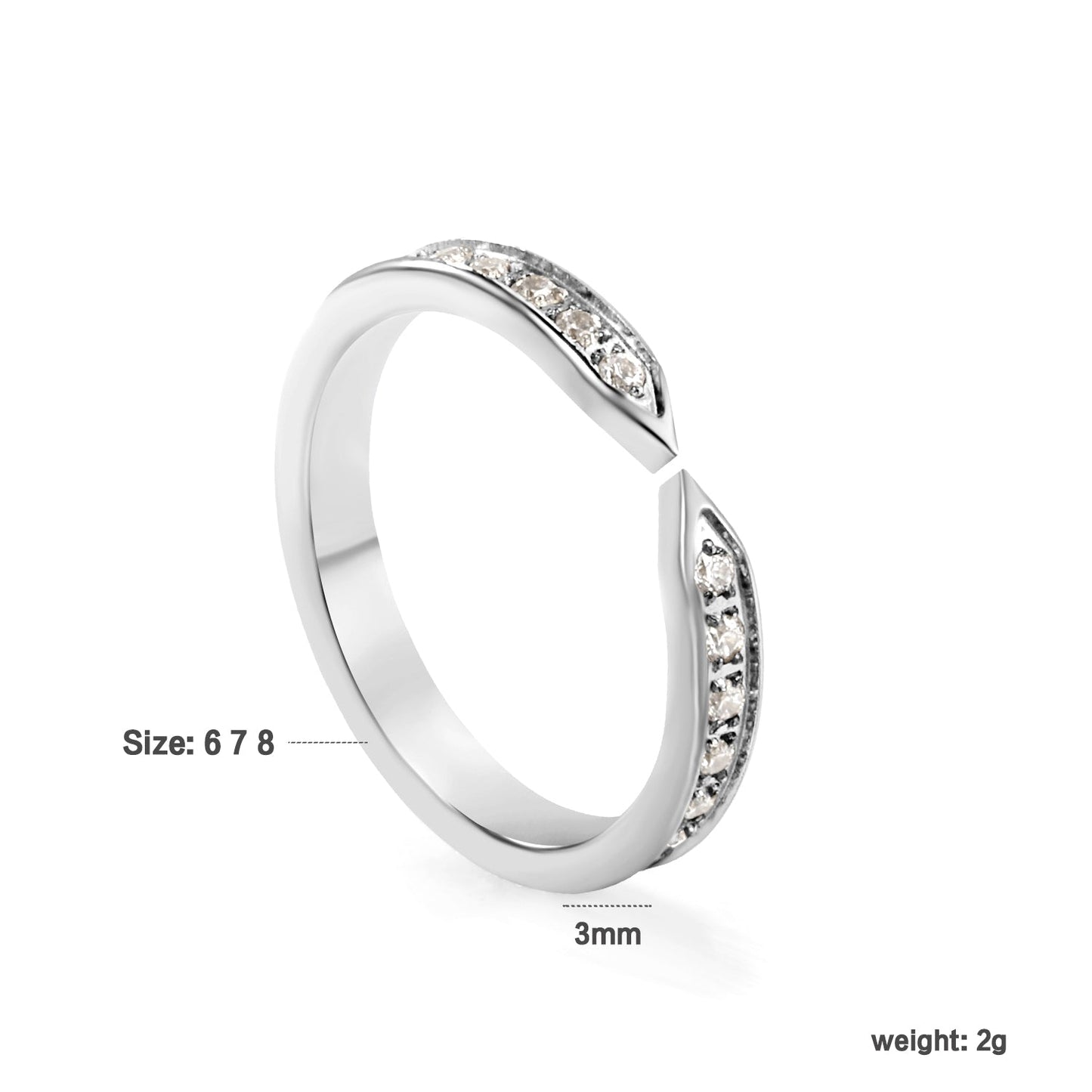 H3mm CNC Cross shape white zirconium ring steel color/golden asonjewelry