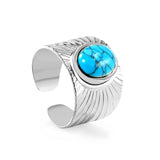 H14.2mm turquoise open-end ring, steel / gold color