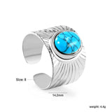 H14.2mm turquoise open-end ring, steel / gold color