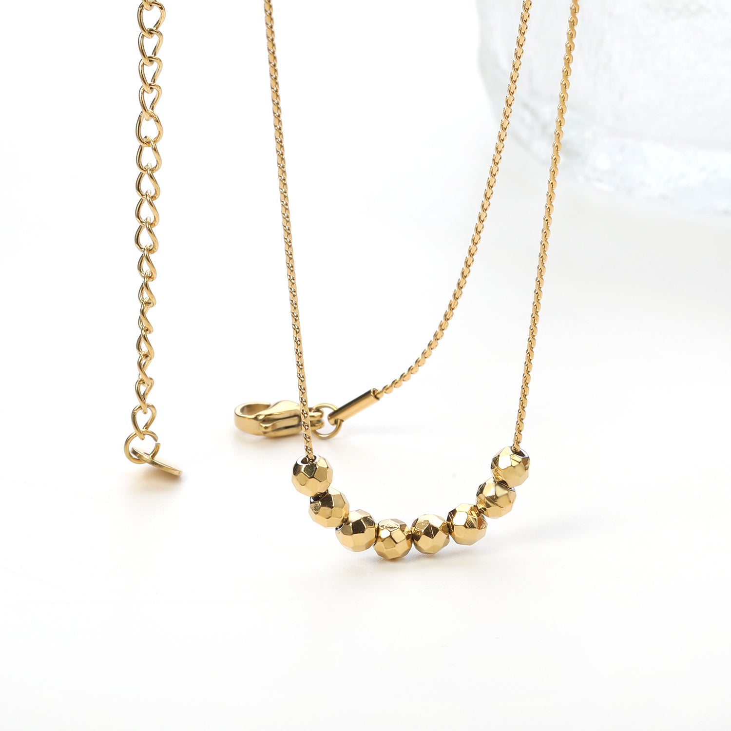 8 diamond beads 4mm necklace 40+5cm asonjewelry