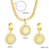 Round Cake Portrait Set Gold Earrings: 20.2mm Pendant: 20.2mm3.2 Push Dense Chain 42+5cm