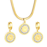 Round Cake Portrait Set Gold Earrings: 20.2mm Pendant: 20.2mm3.2 Push Dense Chain 42+5cm