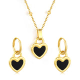Reversible Black Shells Love Set Gold Earrings: 13.9*18.1mm Pendant: 13.9*18.1mm Clip Bead Chain 47+5cm+6mm Round Tail Plaque