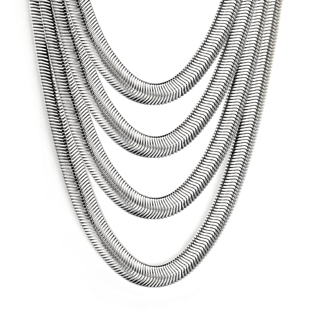 6mm*45-60cm Flat Snake Chain Steel Color
